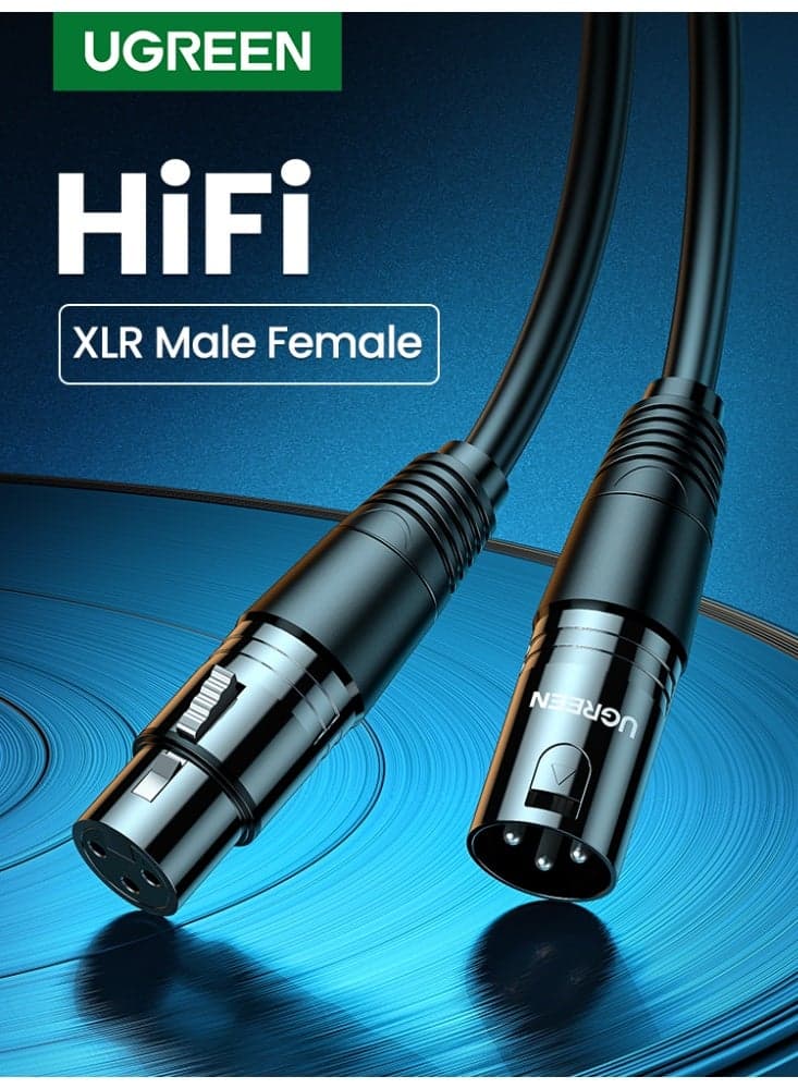 XLR Cable, Microphone XLR Male to Female Extension Cable 2M Jack Extender Cord for PA System, Studio Recorder, Amplifier, Mixer, Speaker System, or Professional Recording, Playing Live AV130/20710 black