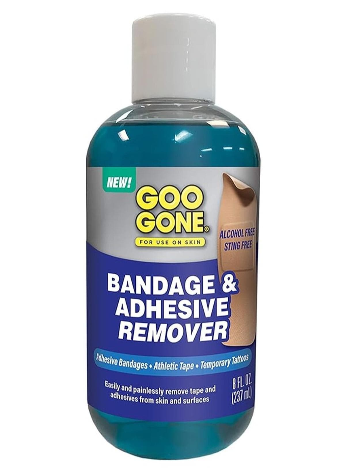 Goo Gone Bandage Adhesive Remover For Skin - 8 Ounce - Safe Method to Remove Sports Tape, KT Tape, Temporary Tattoos, Ink, Medical Bandages and More