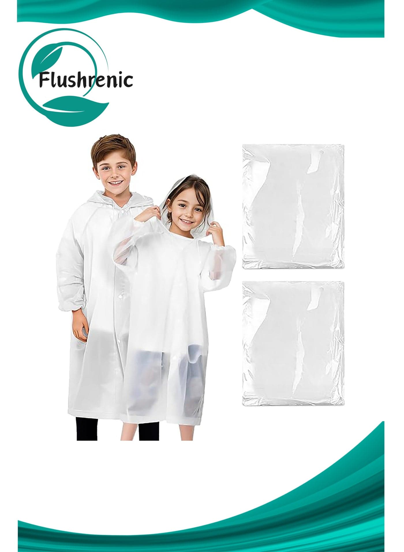 2 Pack Kids Rain Poncho,Reusable Waterproof Rain Cape with Hood and Sleeves, Breathable Waterproof Raincoat,for School Outdoor Hiking Cycling Camping Travel