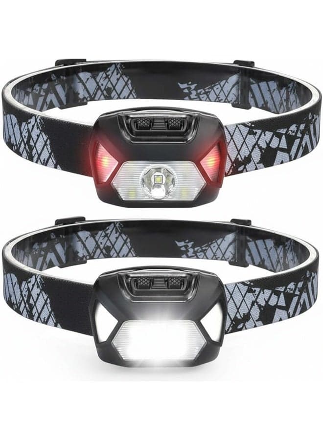 LED Headlamp 2-Pack – 1300 Lux Ultra-Bright XPG2, IPX4 Waterproof, 6 Lighting Modes, 22-Hour Runtime, Lightweight & Battery-Powered for Camping, Hiking, Running & Emergency, Batteries Included