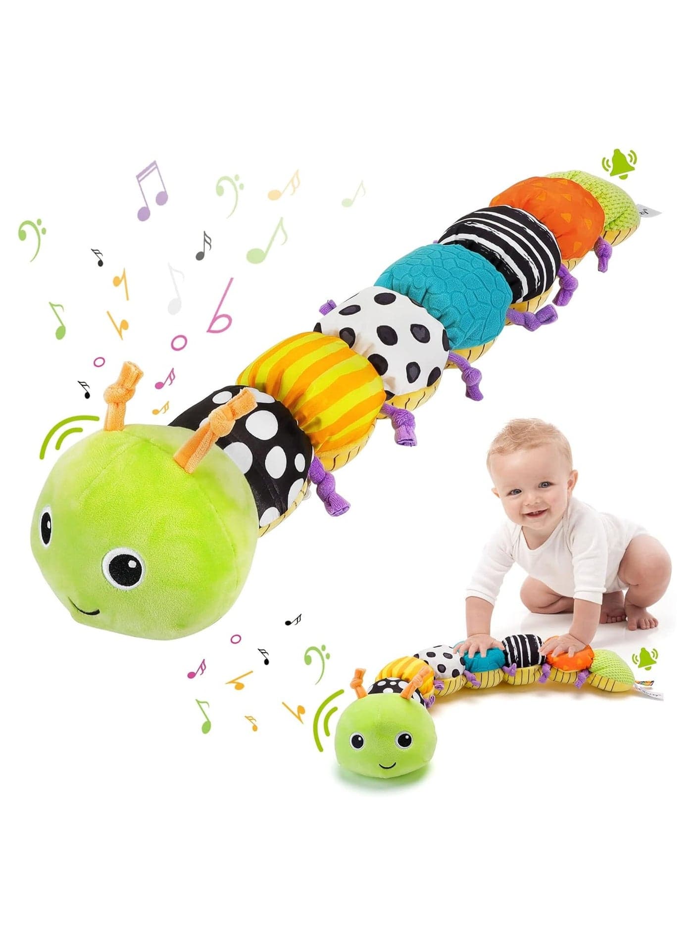 Musical Caterpillar Infant Toys Baby Sensory Toys 0 to 6 Months Stuffed Animal Soft Plush Toys Early Learning Toys with Rattles for Babies 0 to 12 Months Newborn Boy Girl Shower Gift