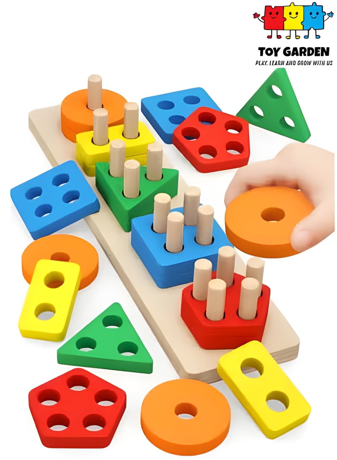 Montessori Wooden Sorting Stacking Toy Educational Shape Sorter Puzzle Preschool Color Recognition Activity for Toddlers Boys and Girls Ages 1-3