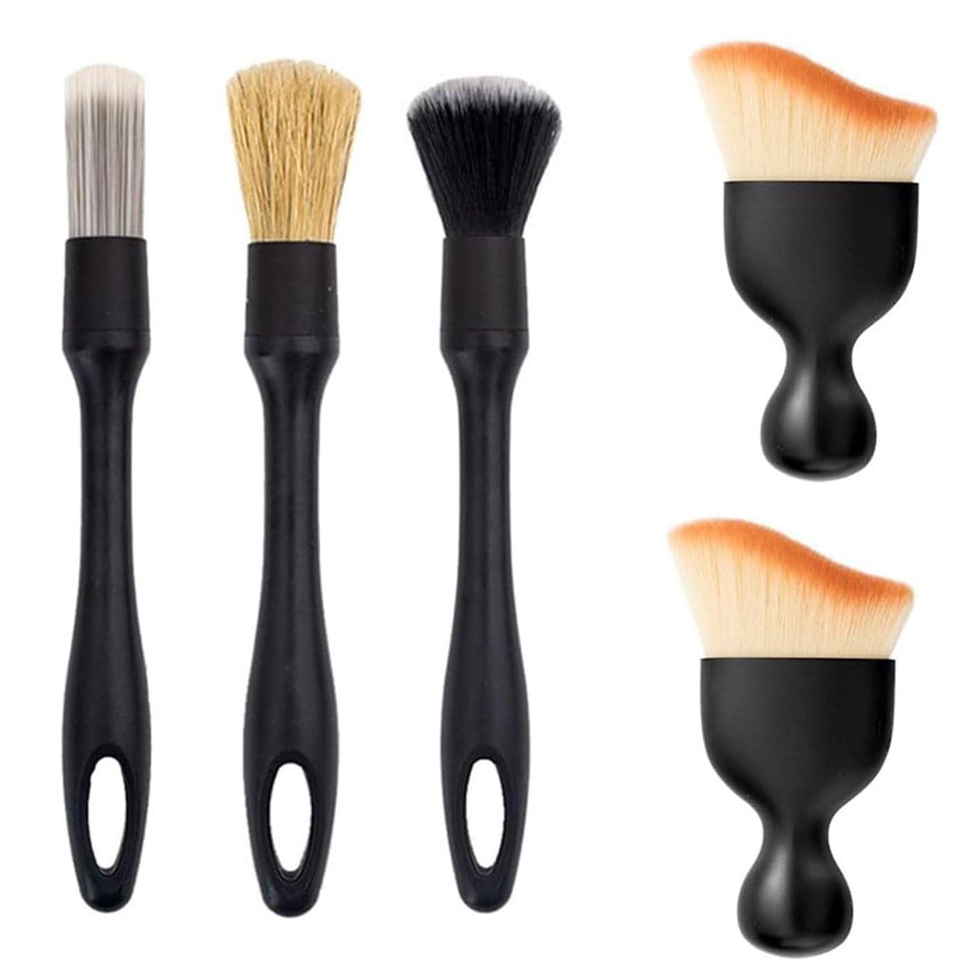 Car Detail Brush Tool Kit – 5 Pieces, Soft Bristles, for Interior, Vents, Wheels