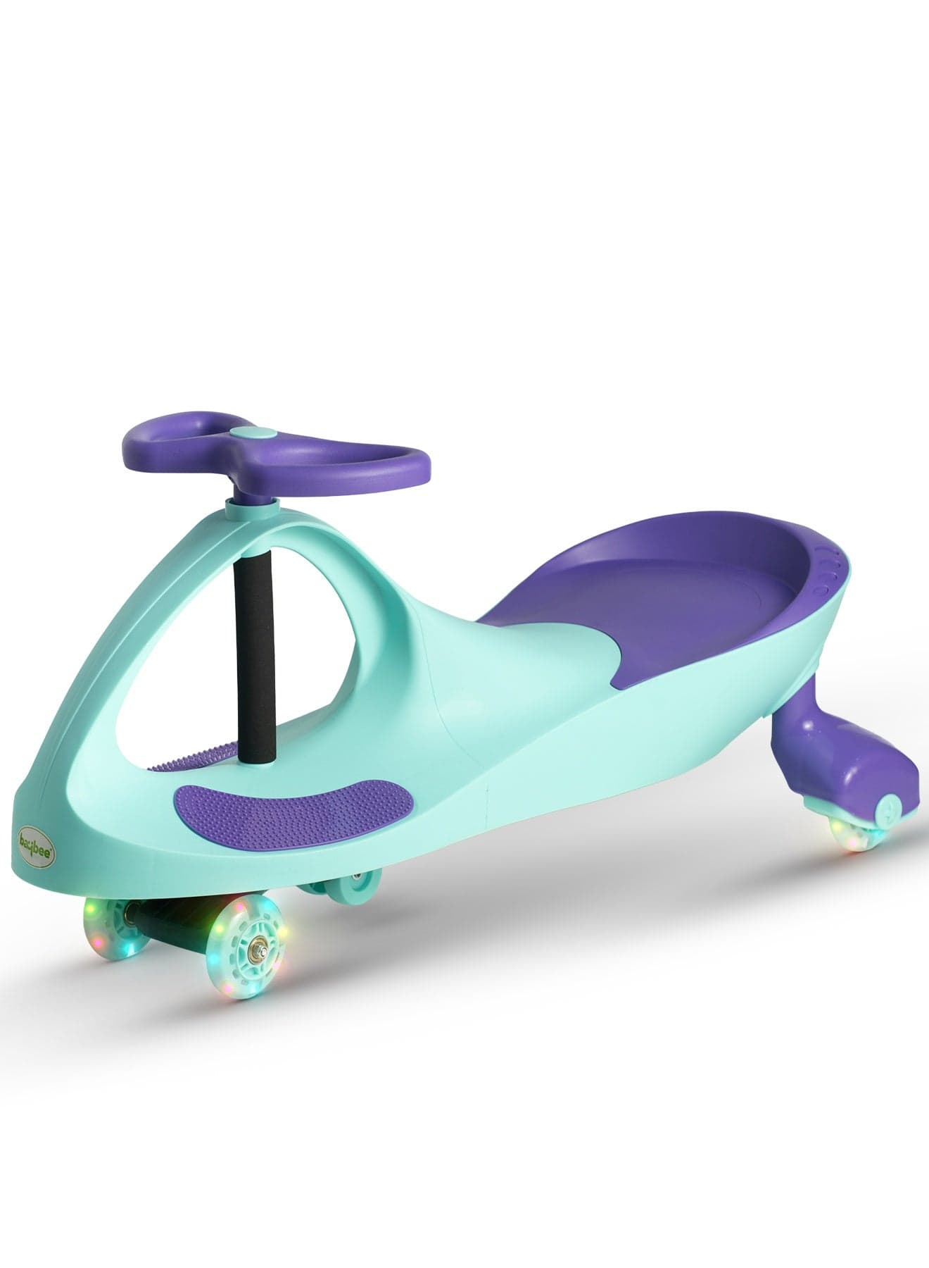 Baybee Unicorn Magic Car for Kids Push Ride On Baby Cars with Scratch Free Pu LED Wheels Push Cars Ride on Car for Kids Cars Ride on Toy Swing Cars for Kids 3+ Years Boys Girls Green Purple