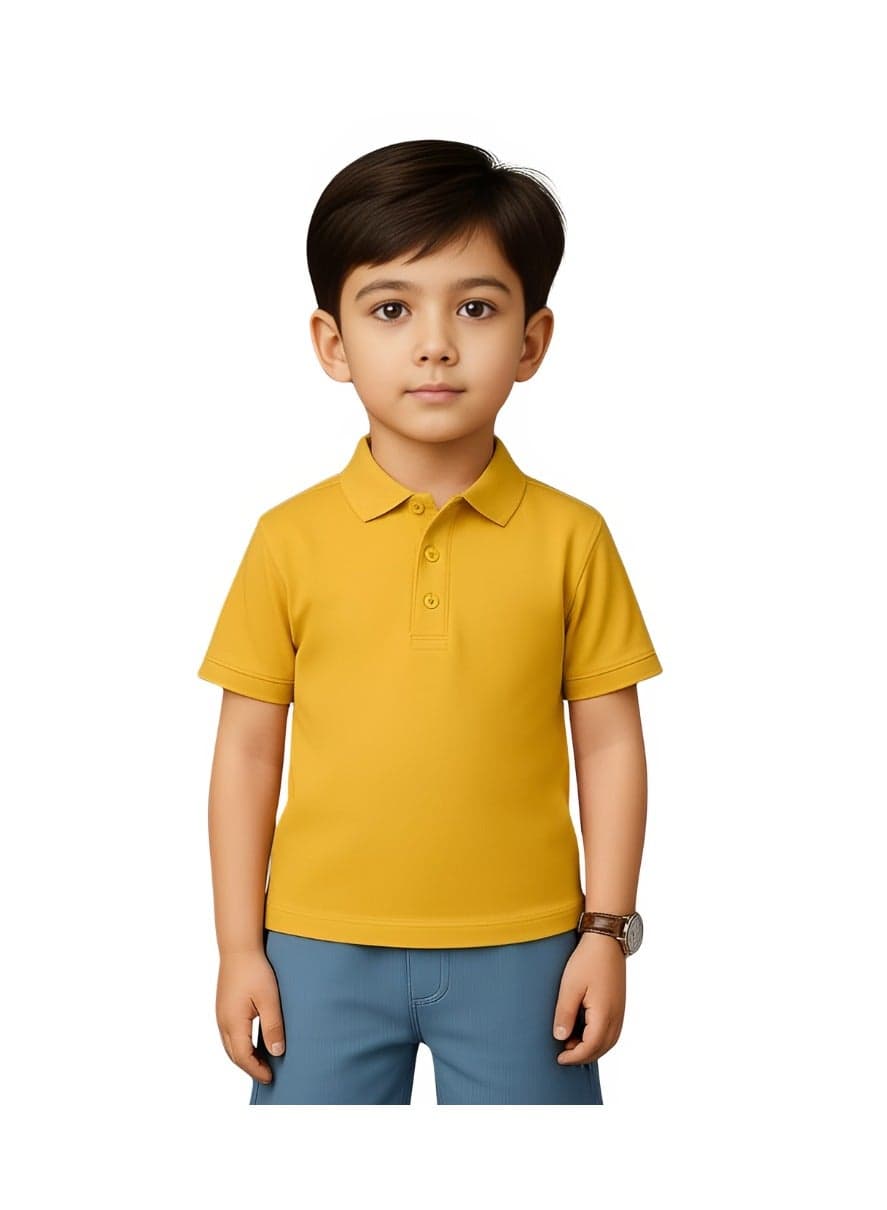 Basic Unisex Kids polo T-shirt 230 GSM (Yellow)
