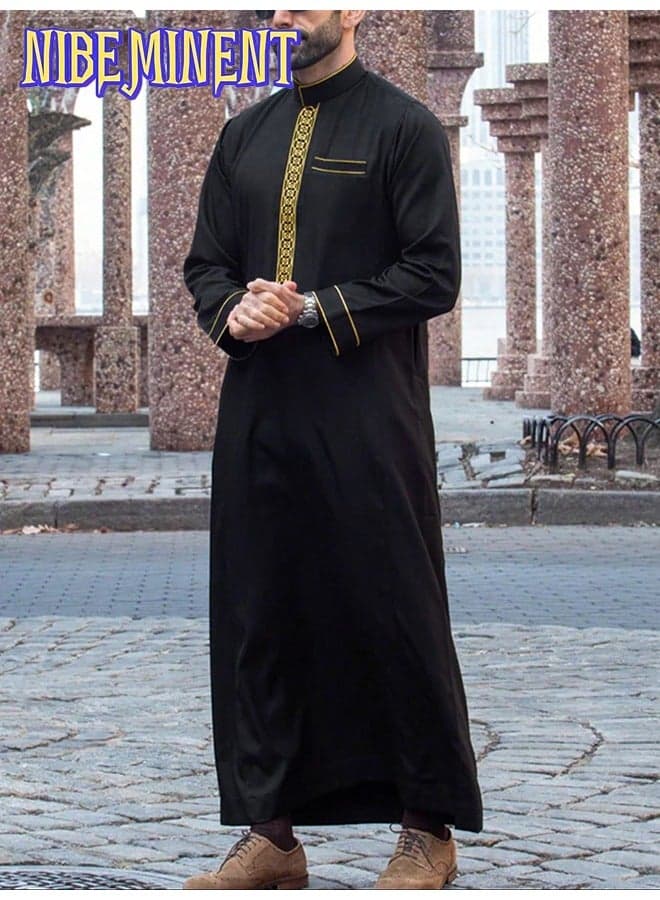 Men's Saudi Arabic Thobe Jubba Dishdasha Long Sleeve Robe, Abaya Dress, Ramadan Dress Middle East Clothing
