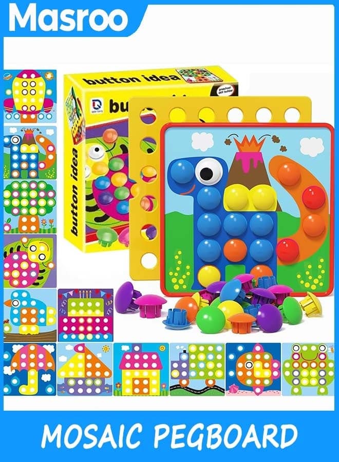 Color Matching Mosaic Pegboard – Sensory Early Learning Kids Activity, Educational Preschool Toys Gifts for Kids, Boys & Girls Ages 3+