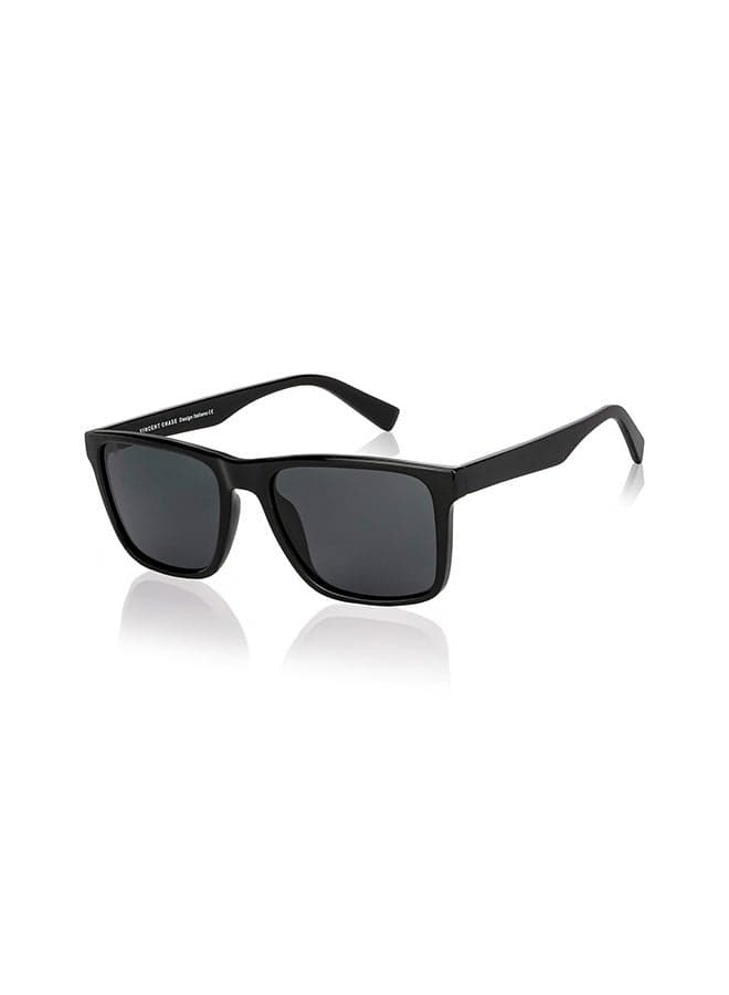 Unisex VINCENT CHASE By Lenskart | Mirage Full Rim Wayfarer Polarized & UV Protected Sunglasses For Men & Women VC S13973 - 56mm - Black
