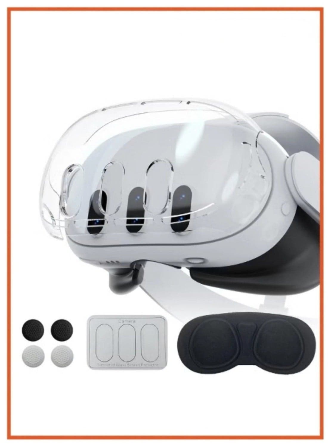 Accessories for Meta Quest 3, VR Accessory Set for Oculus Quest 3, VR Accessories Included Transparent Shell Cover, Lens Tempered Glass Protector, Protective Lens Cover, Joystick Caps