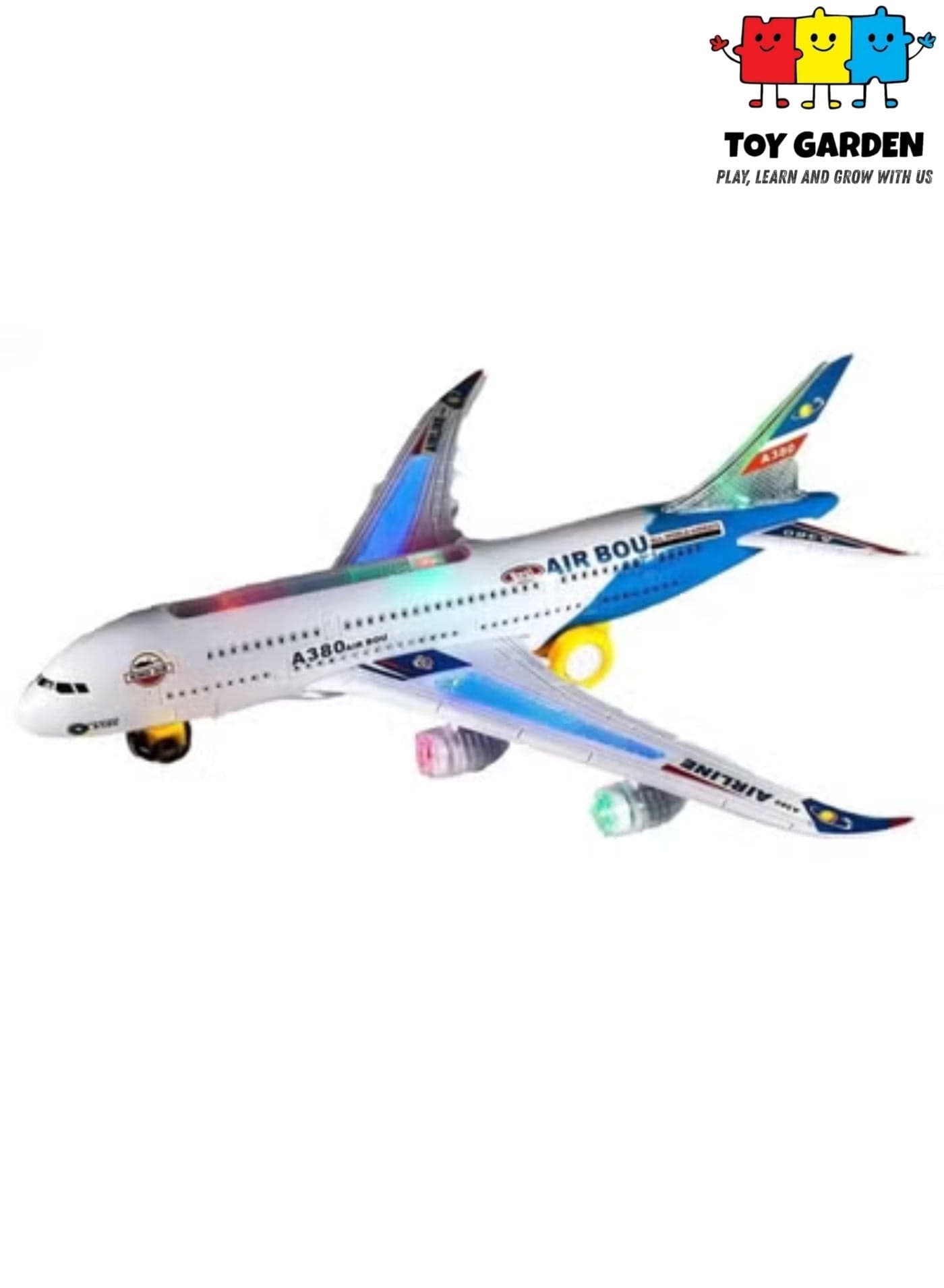 Battery Operated Air Bus Toy Airplane – Flashing LED Lights & Bump-and-Go Action, Realistic Sound Toy Aircraft for Kids