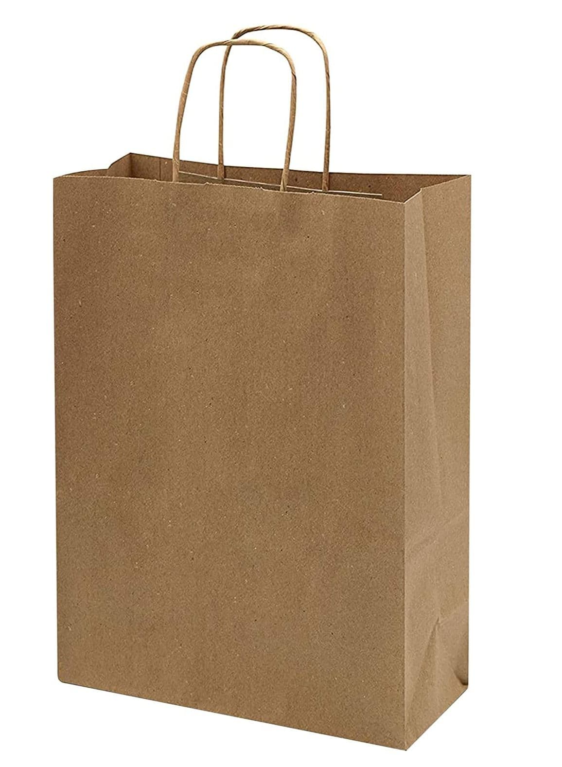 Brown Paper bags with handles 27 x 22 x 11 cm Large Kraft Gift bags for Birthday Party Favors, Weddings, Retail, Baby Shower 12 Bags