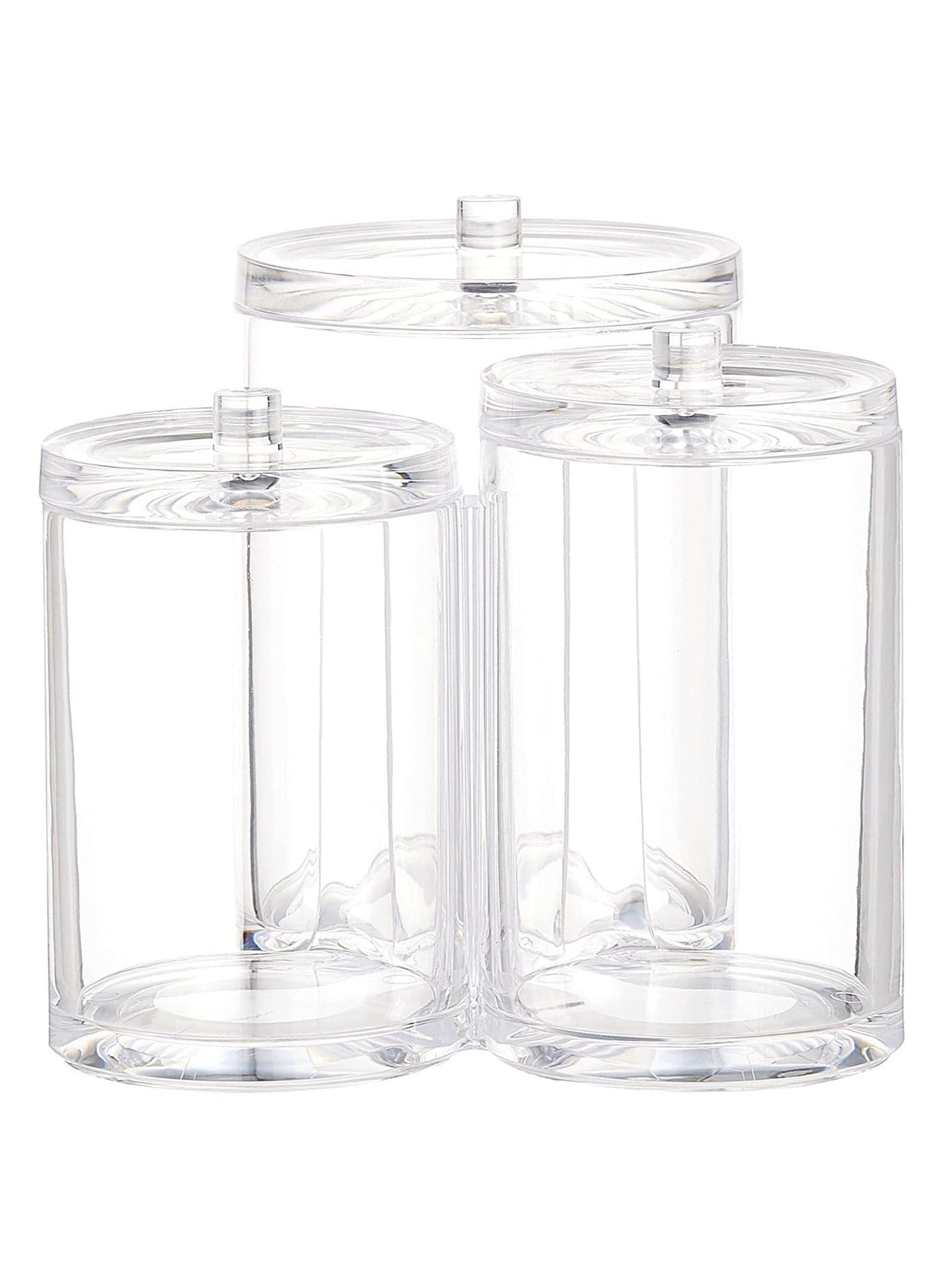 3 Connected Compartments 100% Acrylic Cotton Bud and Ball Holder Cosmetic Storage Makeup Organizer Bath Accessory