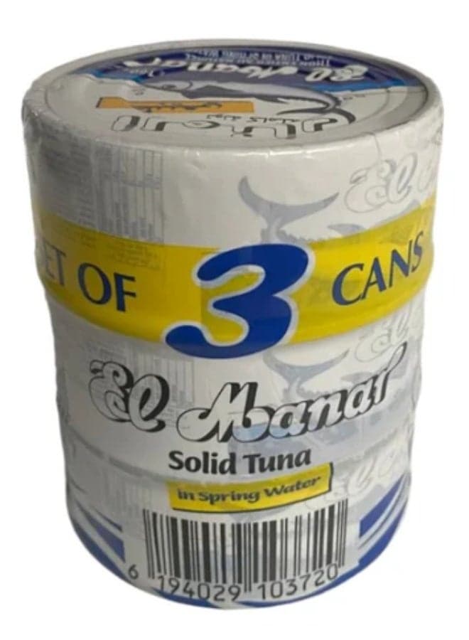 El Manar Solid tuna in spring water 160g Each (Pack of 3)