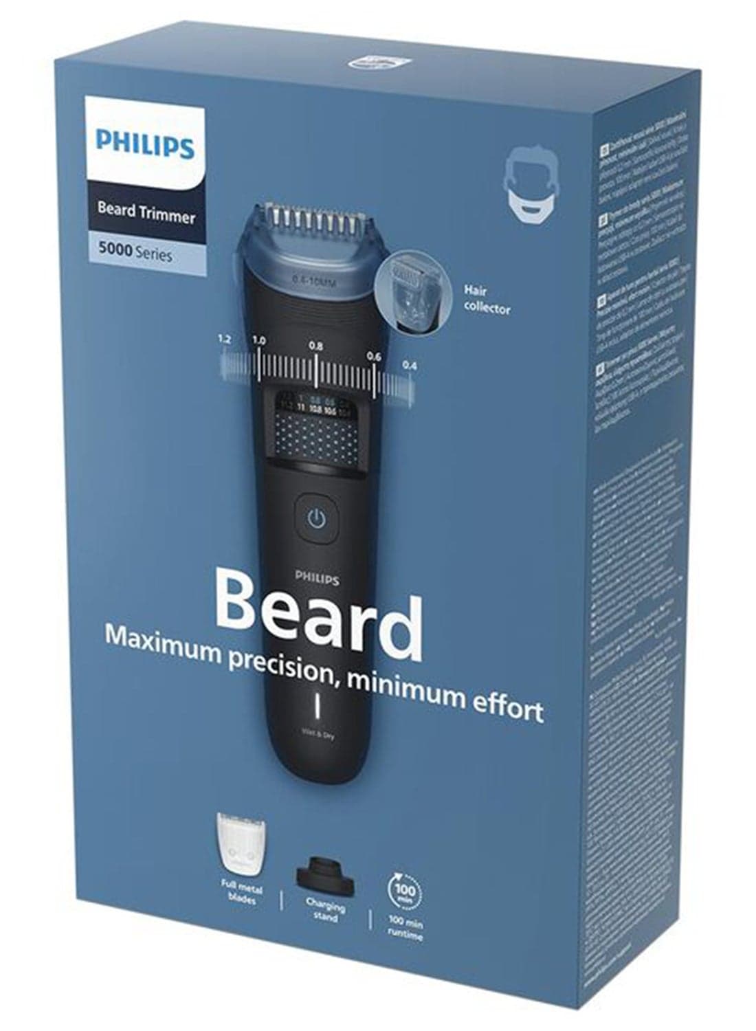 Beard Trimmer Bt5780/15 | 40 Length Settings 10.4–20 Mm | Catches Cut Hairs To Reduce Mess | 100% Washable | 100 Min Cordless + 5-Min Quick Charge | Charging Stand | Usb-A Charging Black black
