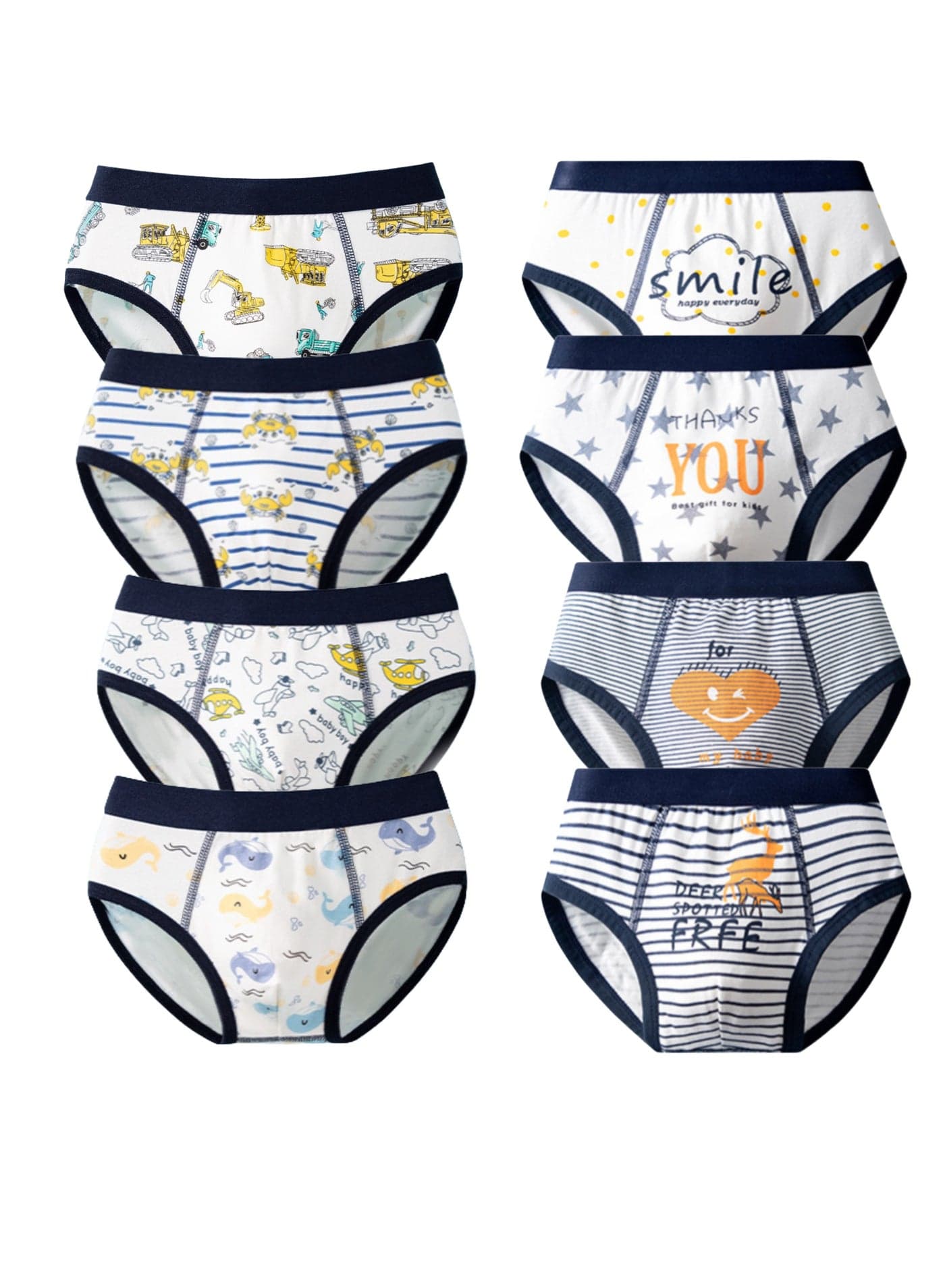 8 Pieces Boys Underwear Kids Soft Breathable Cotton Toddler Boy Underpants Briefs Knickers Kids Underwear Trunk