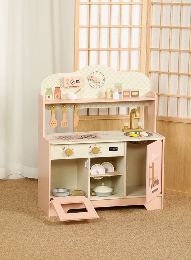 N09759 Children's Wooden Toy Simulation Play Home Stove Cooking Utensils Play Kitchen Chef Interactive Stove Toy Pretend Cooking