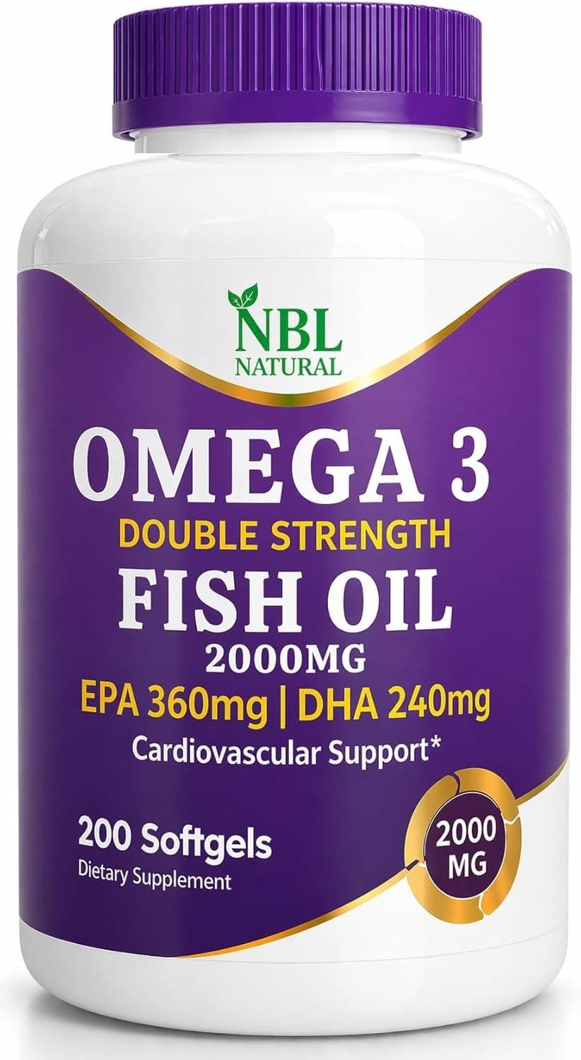Omega 3 Fish Oil 2000 mg 360 EPA 240 DHA Double Strength Cardiovascular Support 200 Softgels