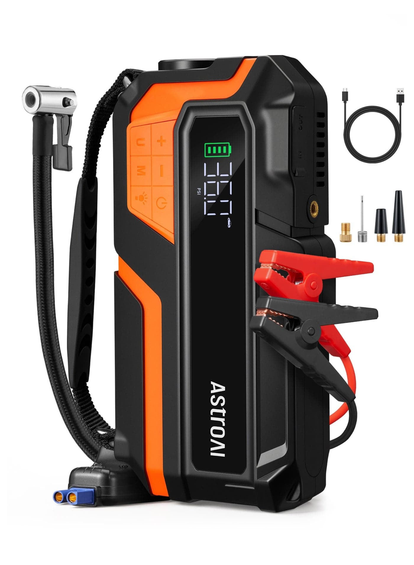 AstroAI M12 Portable Jump Starter with 150PSI Air Compressor, 4000A Car Battery Booster Pack (All Gas &10L Diesel) with 150PSI Tire Inflator, for 12V Cars, Motorcycles, SUVs