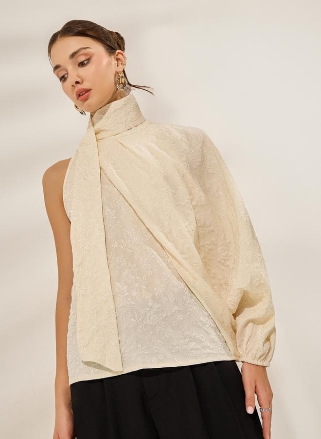 Off White One Sleeve Asymmetric Top