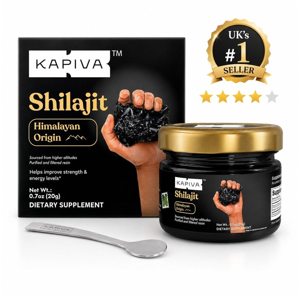 Kapiva Original Himalayan Shilajit/Shilajeet Resin 20g | 250mg/Serving | For Energy, Endurance & Vitality | 80 Servings | 100% Ayurvedic