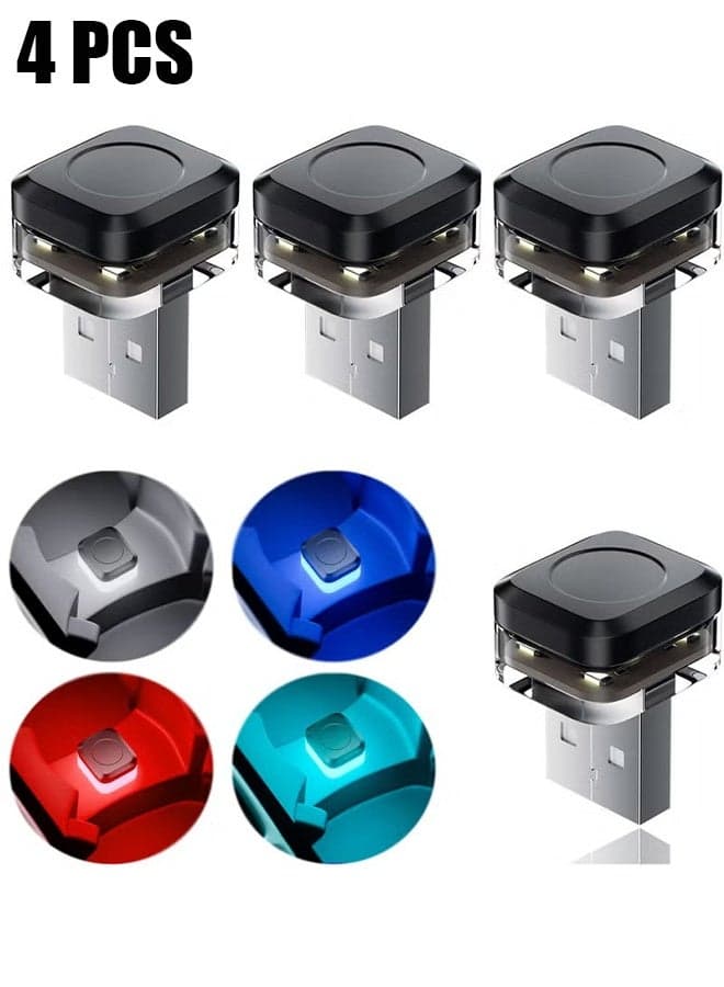 4 Pcs USB LED Lights For Car | Internal Lights For Car | Interior Light For Car USB | LED Lights For Car Interior Wireless | Night Light Multicolor Interior Light For All car And Home