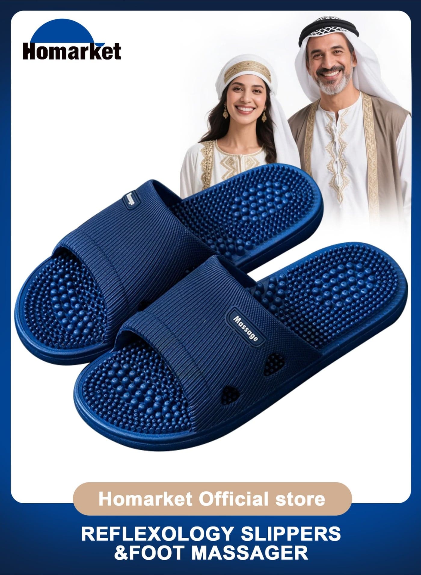 Acupressure Massage Slippers for Plantar Fasciitis for Women and Men Acupuncture Slippers Arthritis Neuropathy Pain Relief Non-Slip Massage Sandals Womens Stress Relief Gifts for Bath (Blue)