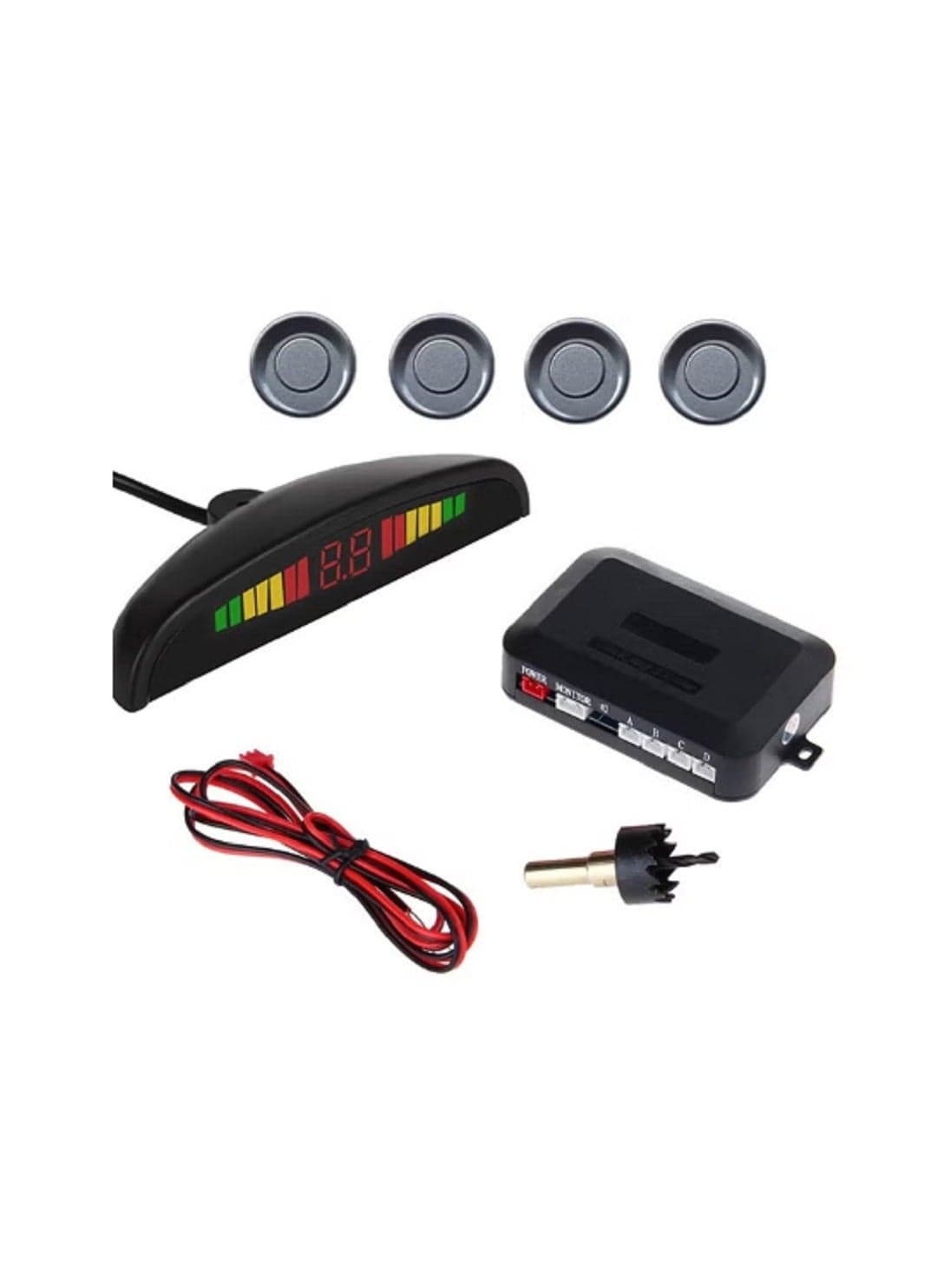 LED display car radar kit with 4 parking sensors