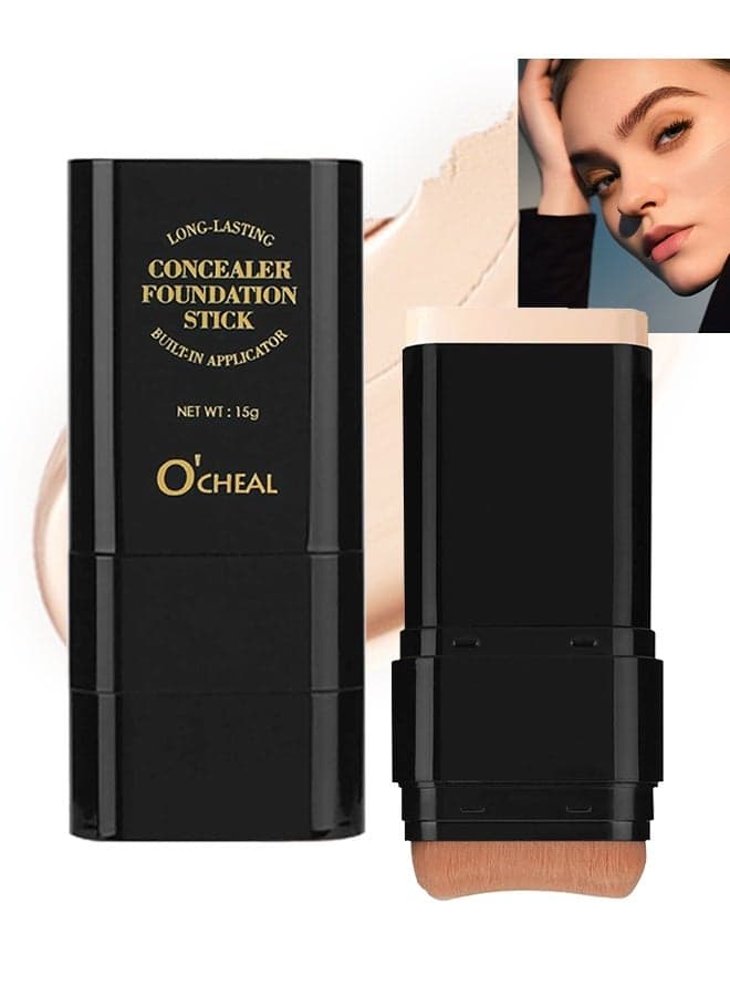 Concealer Foundation Stick ,Long-wear Lightweight Brighten Stick, Blemish Contouring ,Face Concealer Beauty Makeup ,01#IVORY TINT