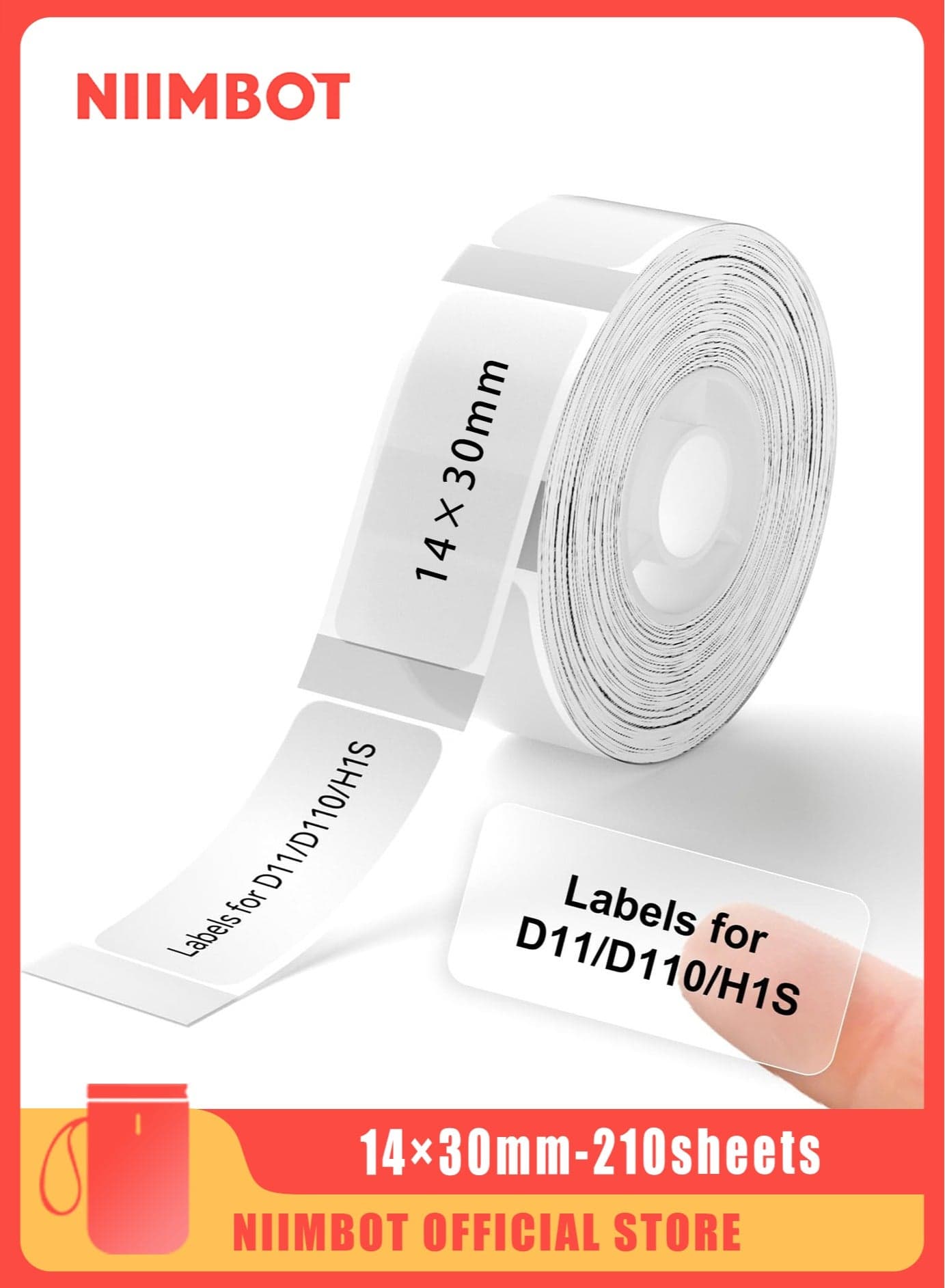 D11/D110/D101/H1S Waterproof Transparent Thermal Label Paper for Barcode Printing 14*30mm(Clear)