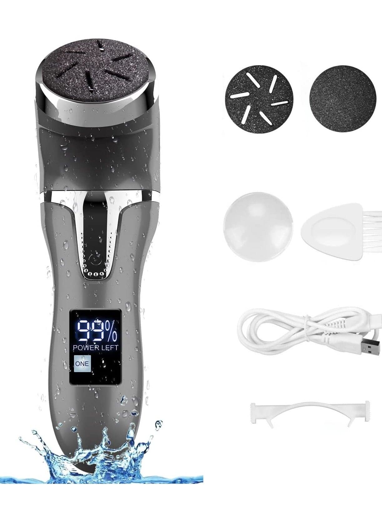 Electric Foot Callus Remover with Vacuum, Rechargeable Waterproof Pedicure Tool with 3 Grinding Heads, 2 Speeds LCD Display for Dead Skin and Cracked Heels – Black 1200mAh