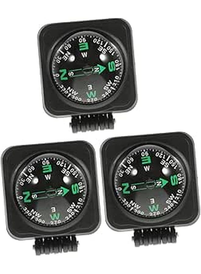 3Pcs Car Mount Compass Ball Adjustable Dashboard Navigation Compass For Boat Motorcycle Portable Automotive Outdoor Accessories Black