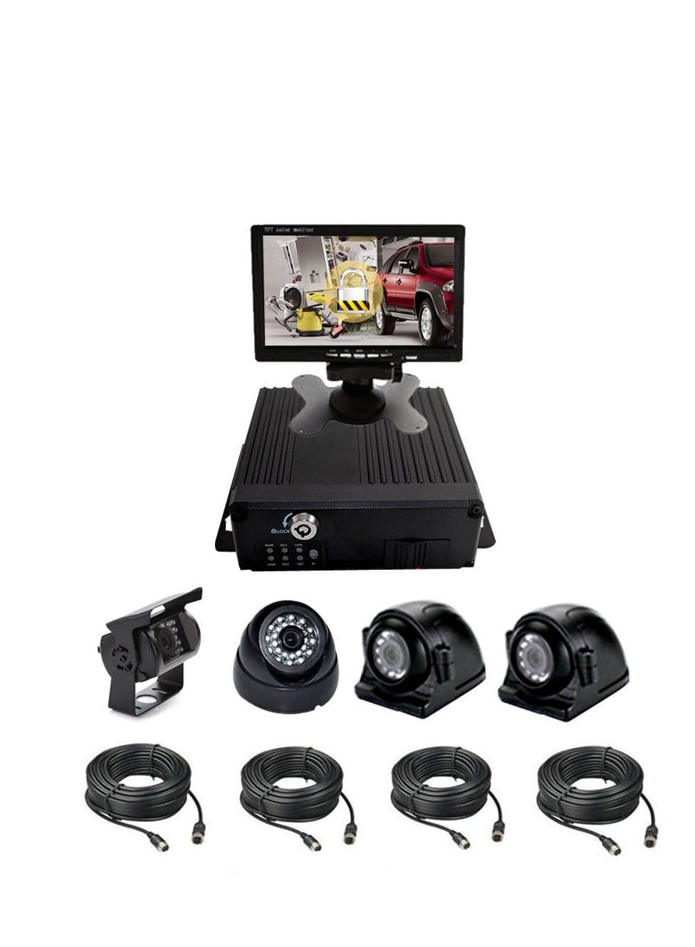 C-1004 LCD DVR KIT For Car 4 Channel H.264 2.0MP 1080P AHD Mobile Vehicle Car DVR MDVR Video Recorder Kit