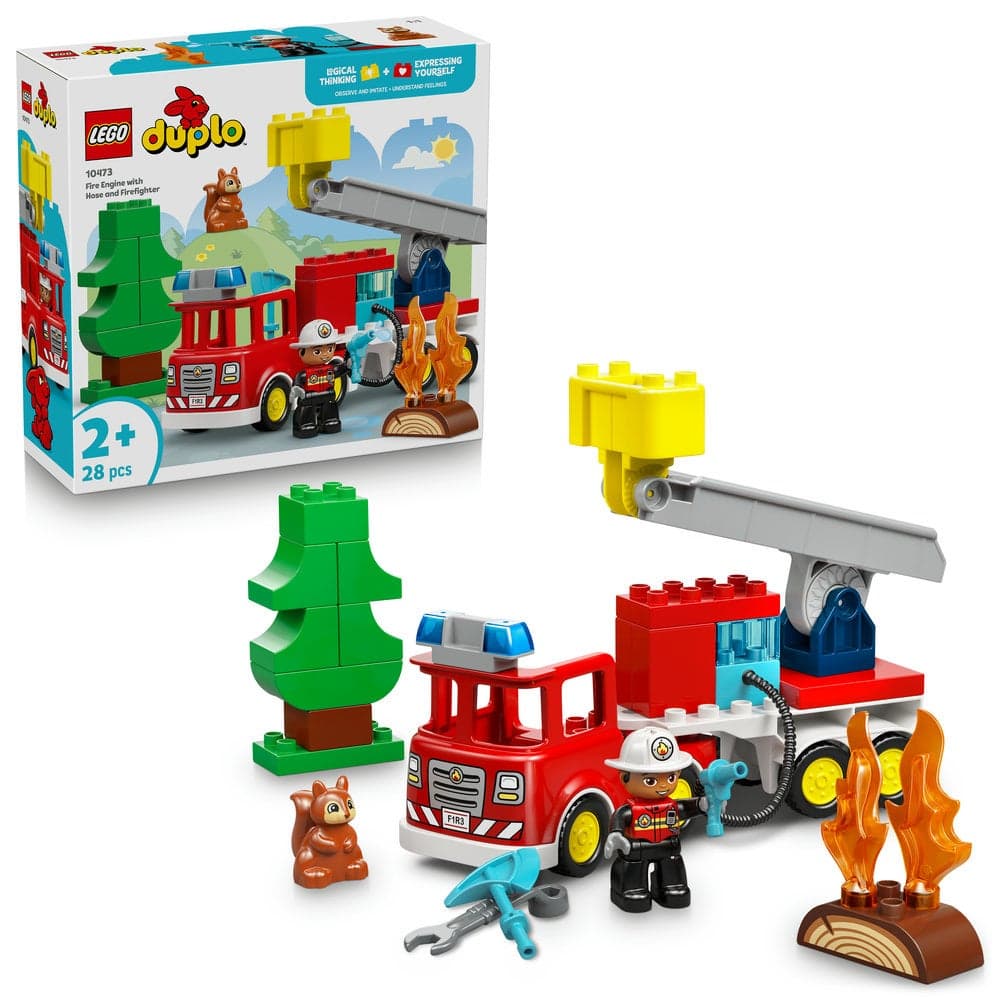 DUPLO Fire Engine with Hose and Firefighter Toy 10473 (Age 2+, 28 Pieces)
