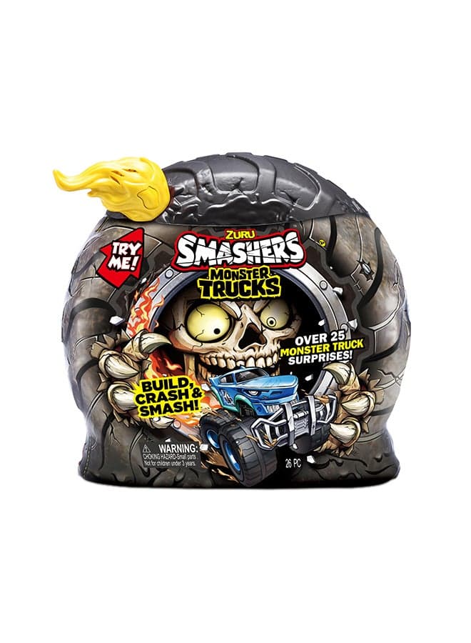 Smashers Monster Truck Surprise (Dino Truck)with 25 Surprises Collectible Monster Truck,Smash Slime Sand Compounds Discovery,Toy Playset for Kids Boys 3+ Years