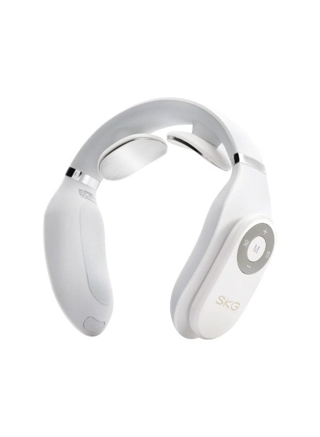 SKG 4098E Neck Massager - Wireless with Heat Function - Muscle Therapy for Stress Relief for Neck, Shoulder - White