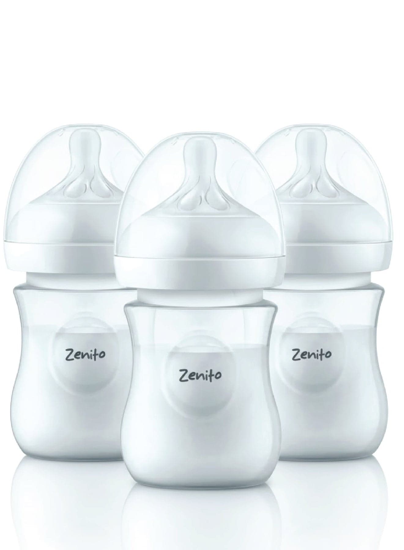 Zenito Wide Neck PP Feeding Bottle, New Born/Infants/Toddler Upto 3 Years, BPA Free, Ergonomic Shape is Easy to Hold, with Anti Colic, Pack of 3, 150ml x 3