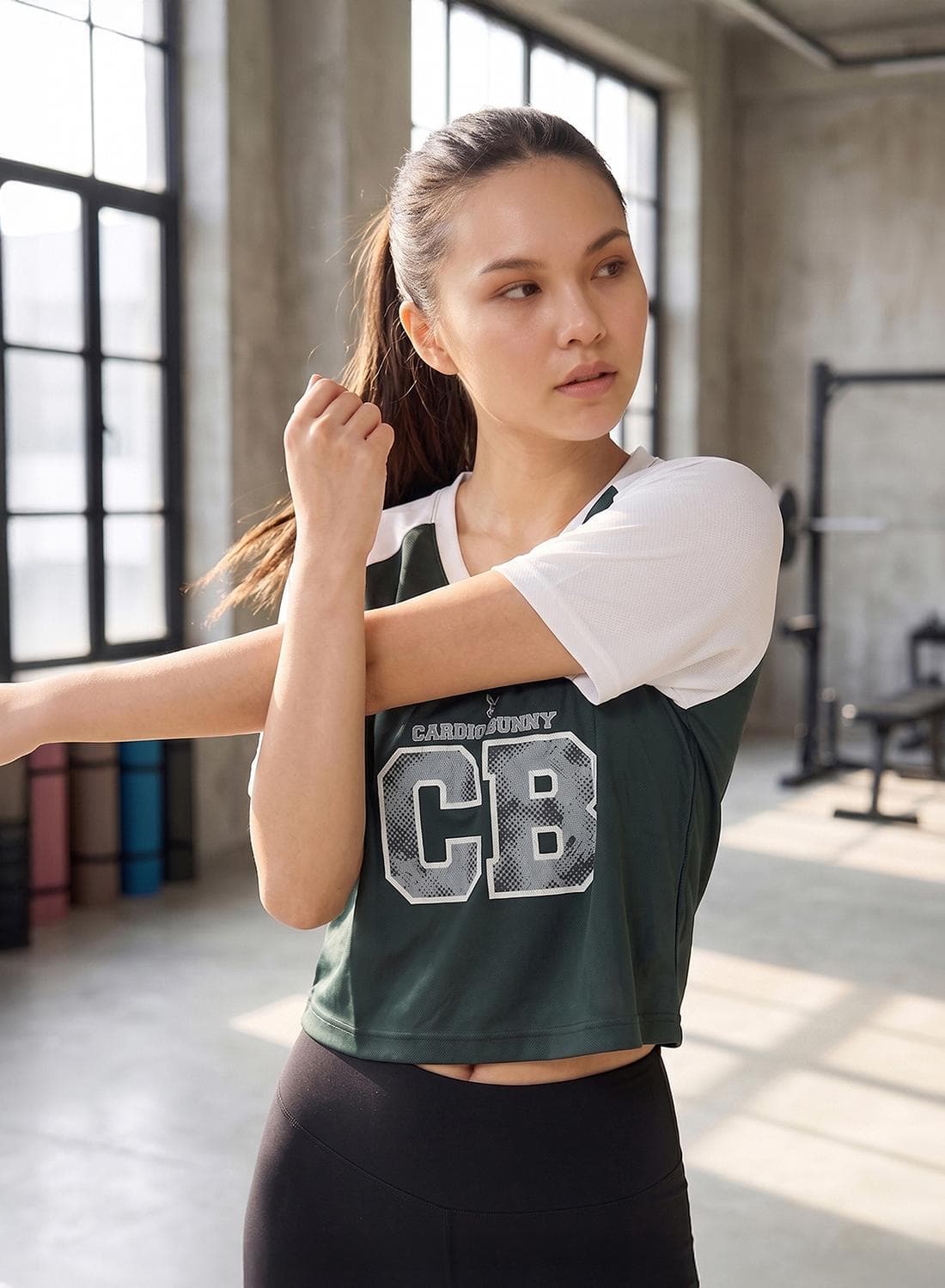 Women's Regular Fit Crop Varsity Tee With Raglan Sleeve