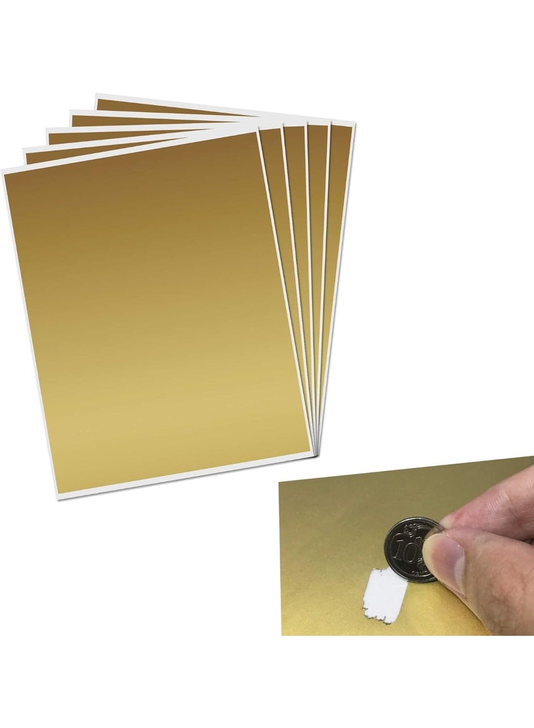 5-Pack Scratch Off Stickers Golden color – Full A4 Sheets