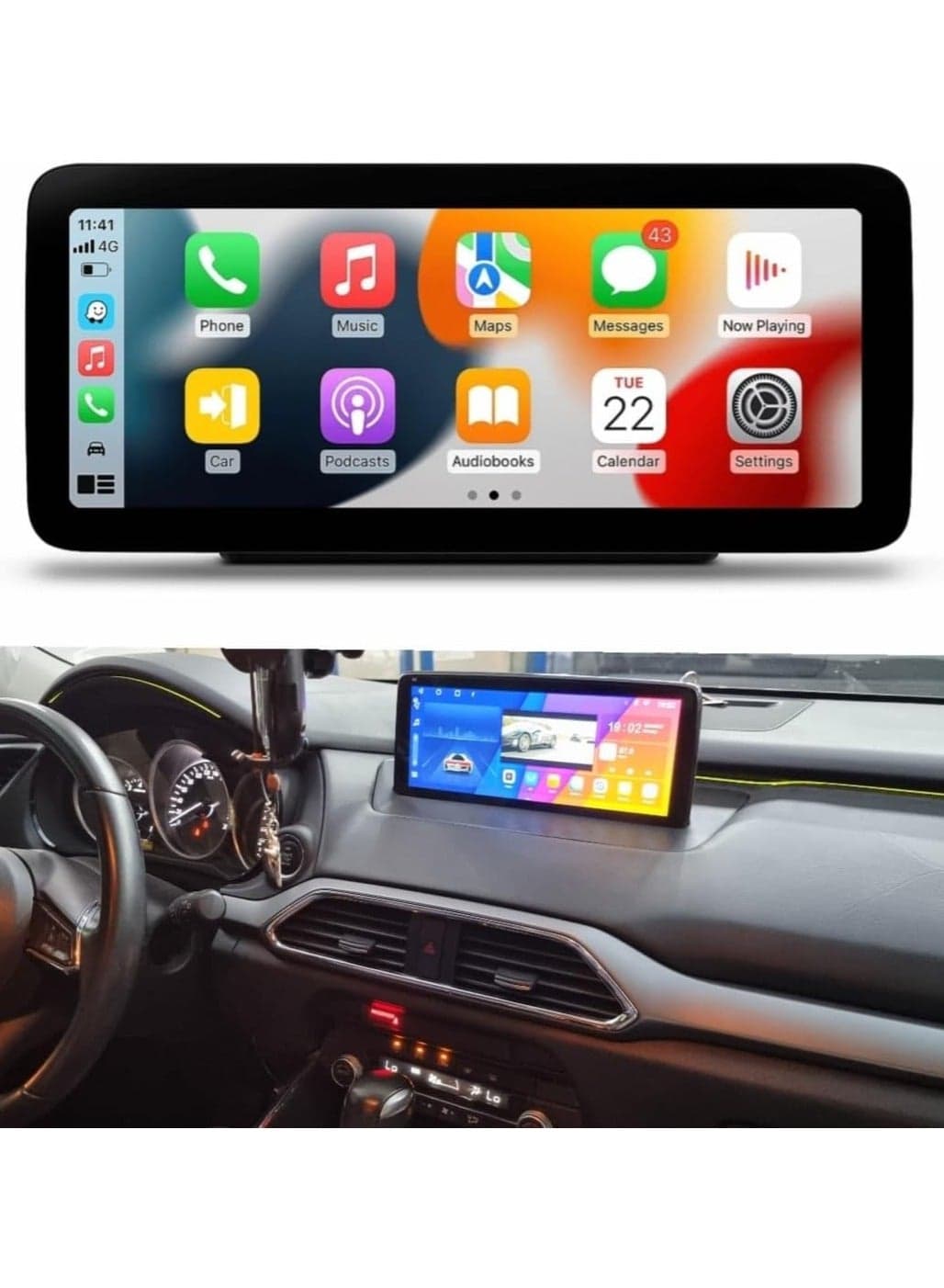Android Car Stereo Screen For Mazda CX9 Mazda CX-9 2016-2023 Support Apple Carplay Android Auto Wireless 4GB RAM 10.25" Screen QLED Bluetooth USB SIM Card AHD Camera Included Fast Interface
