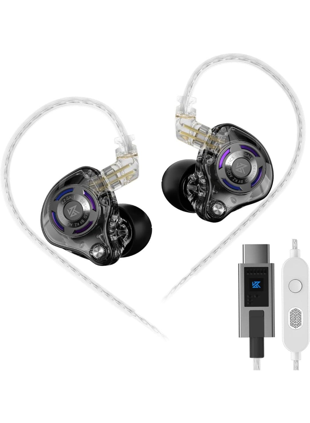 KZ Gale IEM Type-C Gaming Earphones with Built-in DSP Sound Card, 4 EQ Modes and Dual Microphone, Compatible with RedMagic, USB-C iPhone, iPad, Samsung, PC and Laptops, Low-Latency In-Ear Gaming Headphones for PUBG Mobile, Free Fire, Valorant and CS2 (with Mic)