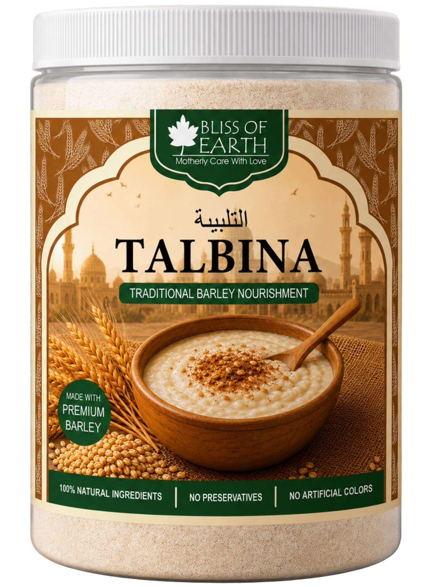 Bliss of Earth Talbina Powder 400g | Premium Barley Porridge Mix | Sunnah Food for Breakfast & Suhoor | 100% Natural Instant Talbina Barley Powder, No Preservatives, High Fiber Superfood