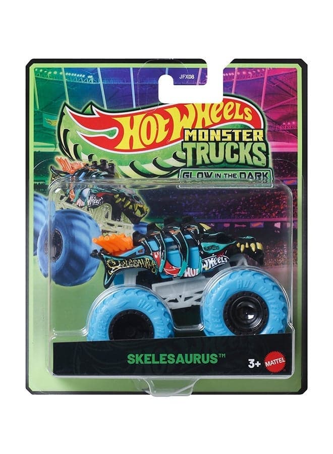 Hot Wheels Monster Trucks, Die-Cast Glow-in-the-Dark 1:64 Scale Toy Truck (Styles May Vary)