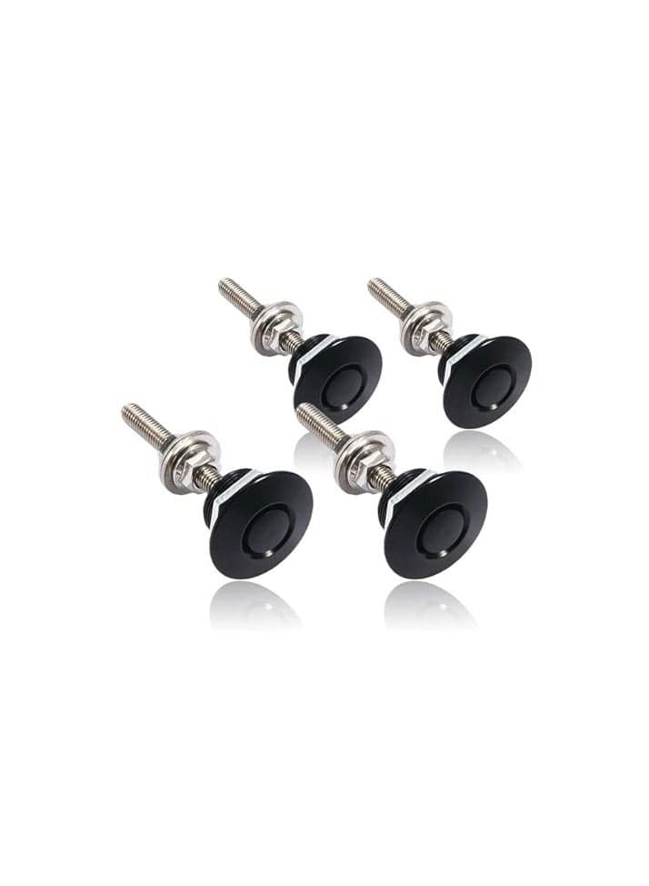 4pcs Universal Aluminum Vehicle Hood Pins - License Plate Lock Clip, Push Button Bonnet, Quick Release Lock Latch Bumper, Diameter 1.25 inch (Black) (Color : Black)