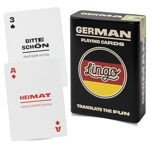 Lingo German Playing Cards in Wayfarer Tin Box Travel Flashcards Learn German Vocabulary in A Fun Easy Way 52 Essential Translations