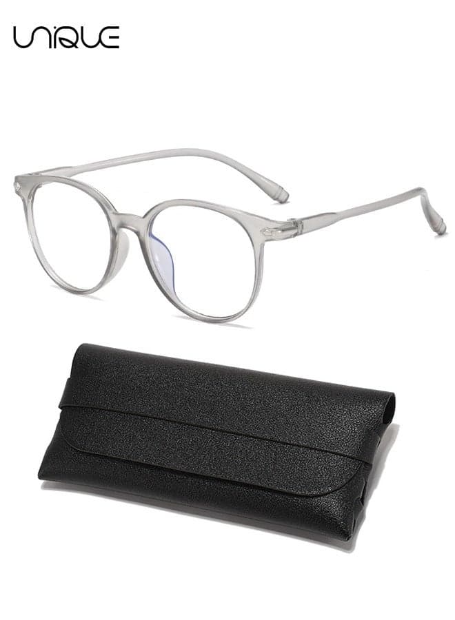 Glasses - Blue Light Blocking Glasses - Non-Myopic Glasses - Women's Men's Computer Reading/Gaming/TV/Mobile Phone Glasses - Anti-Eye Fatigue - Ultralight PC Fashion Glasses - With Glasses Case (Transparent Gray)