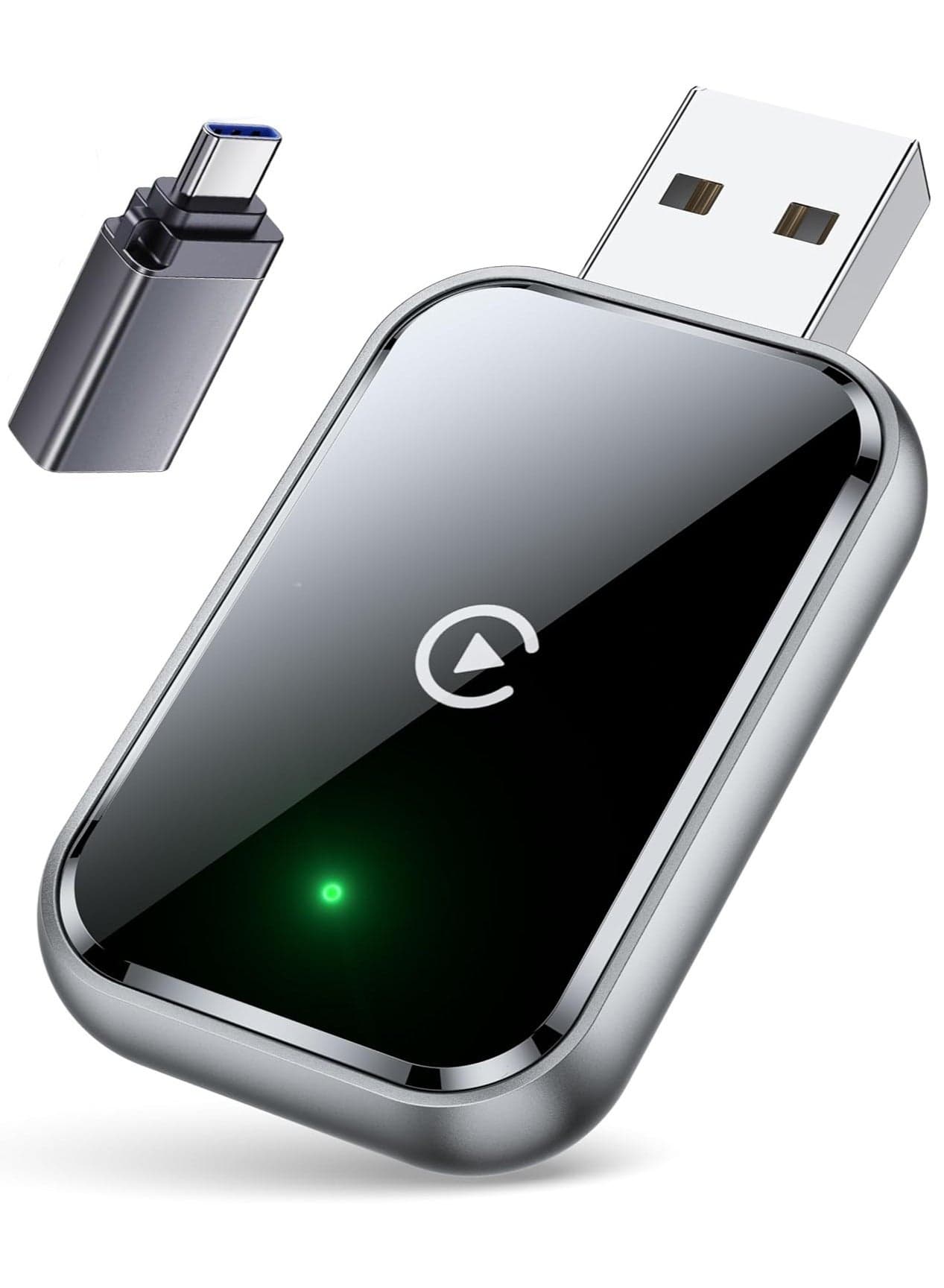 Wireless 2-in-1 CarPlay, compatible with both Android and Apple systems. A wired-to-wireless CarPlay adapter ensuring stable, stutter-free performance. With extension cord