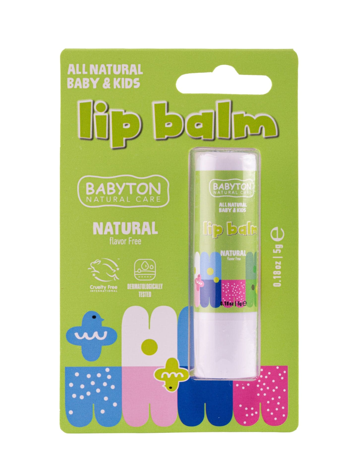 Babyton Natural Lip Balm Naturel 5 g – Plant-Based, Unscented, for Kids (3+)