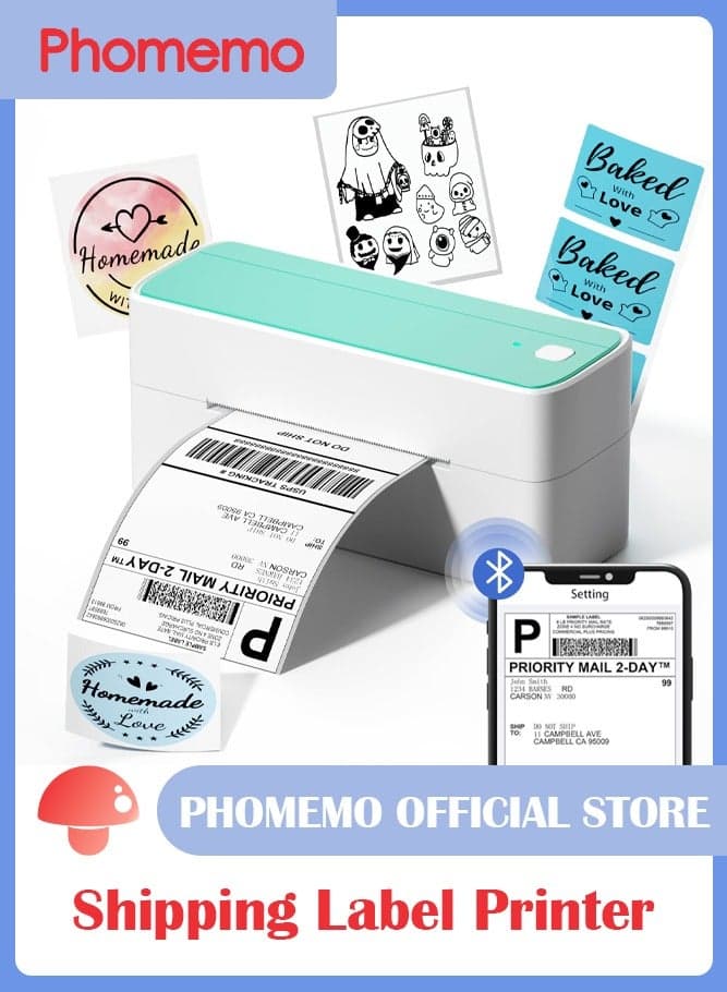 241-BT Bluetooth Thermal Label Printer, 4X6" Wireless Shipping Label Printer for Small Business, Label Printer for Shipping Packages, Compatible with iPhone, Android (Green)