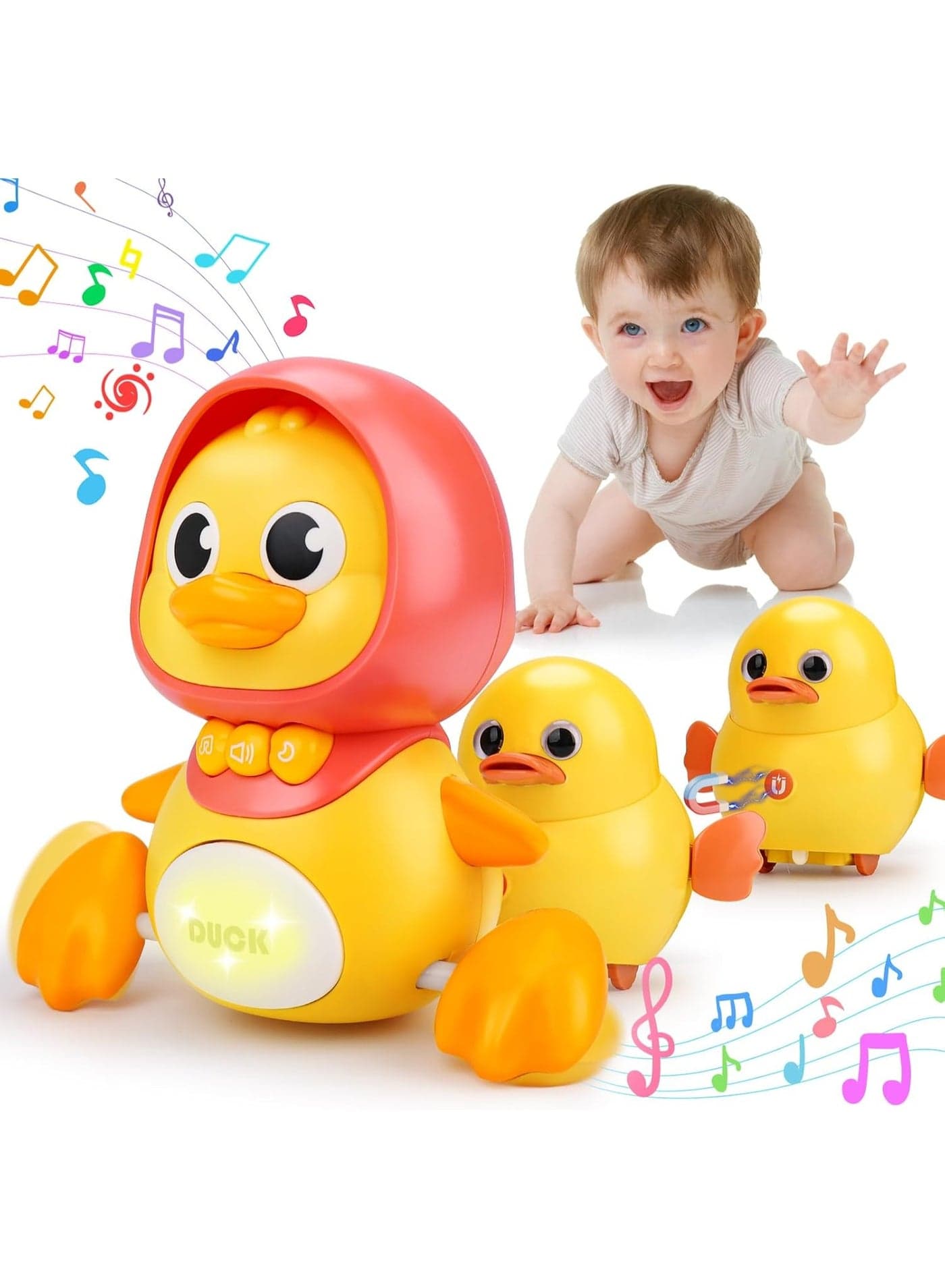 Baby Musical Duck Toy Set, Baby Toys 6-12 Months, Learning Crawl Walking Infant Toys Tummy Time Toys Toddler Toy for 6 7 8 9 10 11 12 Month Old Baby Gifts for 1 Year Old Boy Girl