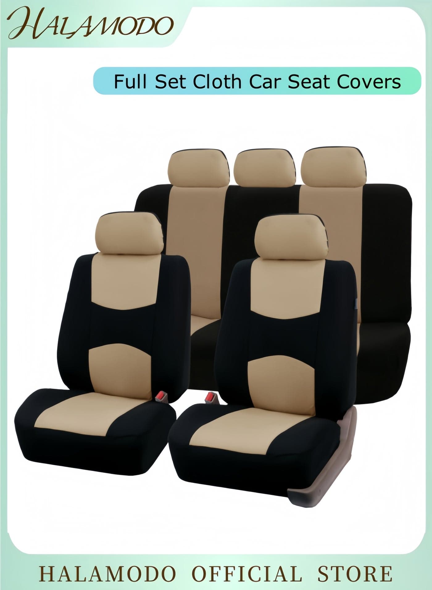 Full Set Cloth Car Seat Covers Low Back Car Seats Covers with Removable Headrest Washable Seat Cover Universal Fit for Cars, Trucks & SUVs